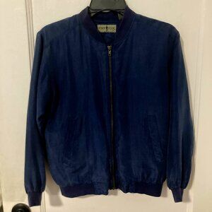 100% Silk Navy Bomber Jacket